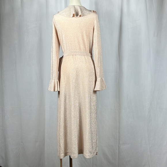 Free People One More Time Lurex Wrap Dress in Peach. - Picture 4 of 10
